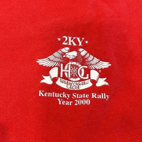 Vintage Hanes Beefy Red Harley Owners 2KY Kentucky State Rally T-Shirt Medium - Picture 2 of 8